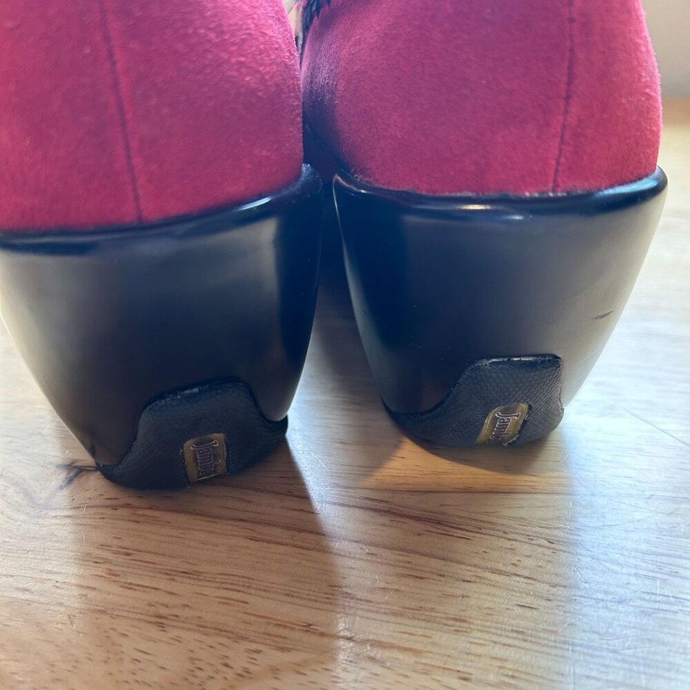 Jambu Womens Decorative Red Suede Black Fur Trim Shoes Sz 7 1/2 - Picture 3 of 9